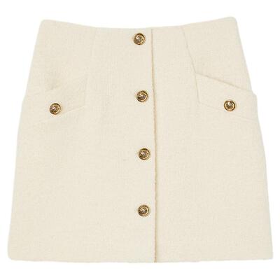 金属扣白色短款花呢半身裙SANDRO