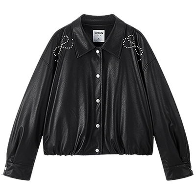 【商场同款】乐町机车风夹克冬新款质感工装仿皮衣外套C1BHF4247