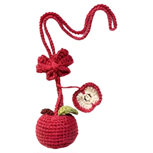 手工钩织挂件新年红色平安果苹果小装饰包挂针织钩针车载车挂饰品