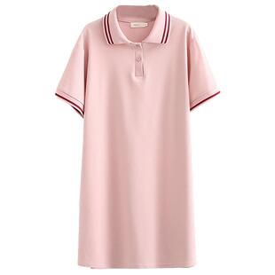 今年夏款连衣裙大码胖mmPolo裙子200斤加肥加大衬衫裙纯色百搭夏
