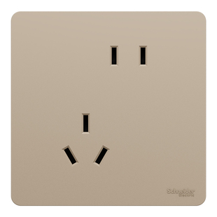 施耐德开关插座官方旗舰店皓隽摩卡棕超薄肤感五孔带开关插座面板