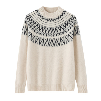 秋冬纯羊毛男士加厚费尔岛半高领