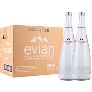 法国evian依云矿泉水330ml/750ml玻璃瓶装整箱高端进口天然饮用水