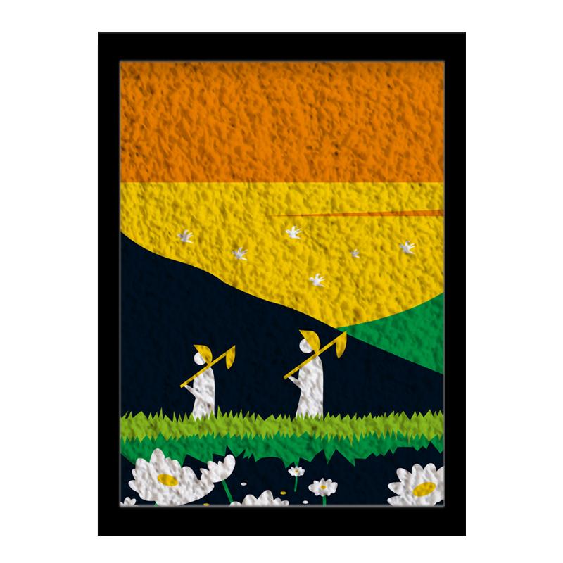 纸浆画密度板风景创意手工动手能力