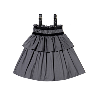 ffringe 原创设计师皮革可调节肩带蛋糕裙格纹背心连衣裙