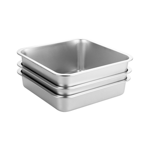 金钥匙加厚不锈钢方盆正方形自助餐托盘加深平底方盆快餐车打菜盆