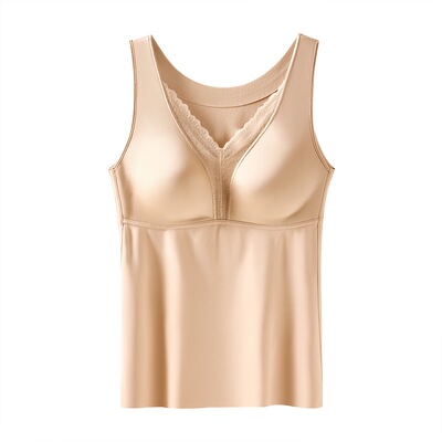 维倪雪缎面保暖背心女