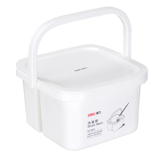 得力洗笔桶二合一便携手提涮笔筒多功能画具美术生专用国画颜料水彩水粉带绘画小水桶带齿阶