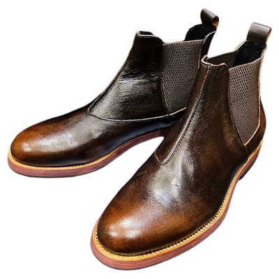 头层牛皮靴棕色潮流百搭时尚男鞋