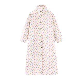 三层加厚夹棉袄睡袍女秋冬款保暖加厚加绒甜美波点长袖大码睡衣裙