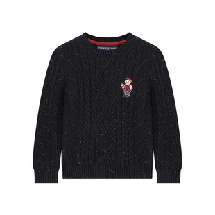 TeenieWeenie Kids小熊童装26新款男女童宝花纱红色羊毛混纺毛衣