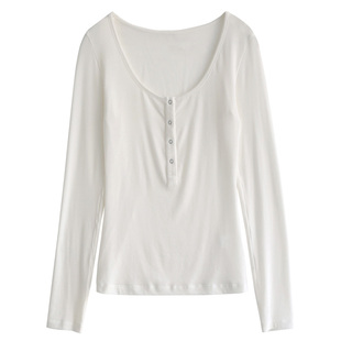 徐大脸吖定制 肯豆t正肩显瘦内搭外穿打底衫上衣春秋U领长袖T恤女