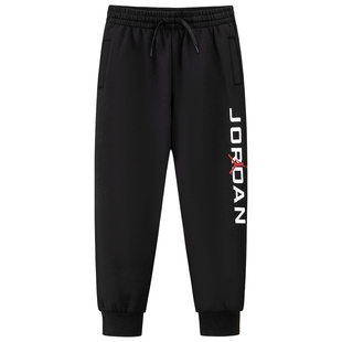 Jordan儿童装男童长裤2025冬季新款加绒裤子潮酷运动裤JD2542356