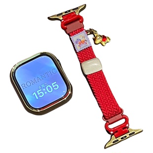 【马上来财】新品适用苹果手表iwatch表带s11新年红女s10招财猫AppleWatchS9男女款智能腕表s8高级感JY秋冬季