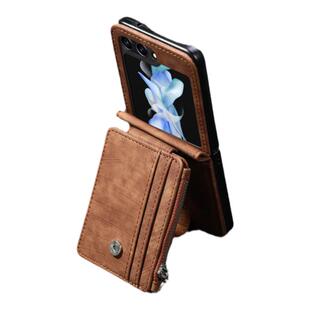 samsung z flip5 case适用三星flip4手机壳zflip3折叠屏galaxy手機插卡片零钱包咭高档皮套挂绳leather cover