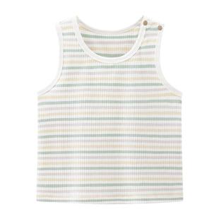 乖奇熊婴幼儿背心T恤夏季薄款宝宝条纹上衣无骨儿童可爱夏装弹力