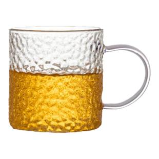 忆壶茶锤纹玻璃小茶杯功夫茶具套装透明品茗单杯耐热主人杯带把