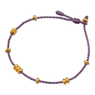 如意算盘珠 足金999红绳叠戴手链精致小克重黄金手绳细新年礼物女