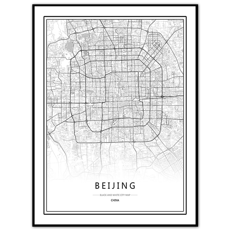 北京澳门香港上海重庆天津海南创意艺术线描地图装饰画定制墙挂画