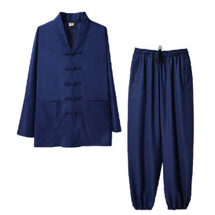 三宝领道服棉麻锦春夏正一道士服装男女通用居士禅修服武当太极服