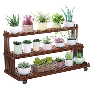 实木飘窗台多肉花架子多层室内客厅桌面阳台移动小花盆架子置物架