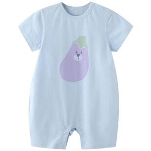 婴儿连体衣短袖哈衣爬服夏季薄款超萌可爱外出服夏装一岁宝宝衣服