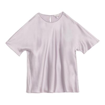 【100%桑蚕丝】CLUB MONACO女装圆领微喇袖温柔清晰短袖T恤