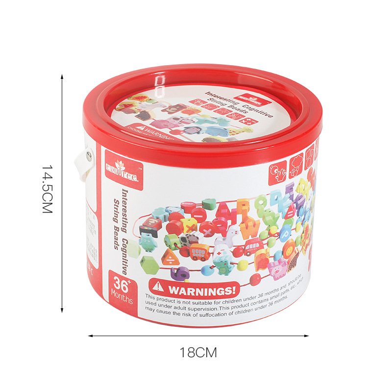 大手牵小手木质串珠城市交通农场水果儿童玩具粒字母数字蔬菜100