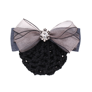 职业头花女网兜蝴蝶结盘发发网护士酒店工作发夹发饰盘头发头饰