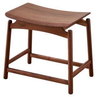 北美黑胡桃木元宝凳实木茶凳马鞍凳家用换鞋凳化妆凳翘头小凳子