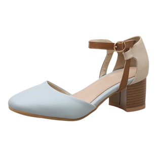 外贸41到46特大码女鞋42高跟凉鞋子43粗跟露趾女式鞋宽胖脚44 45W