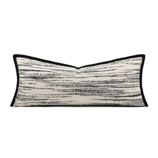 棉麻沙发腰枕长条抱枕黑白条纹圈绒腰垫高档飘窗腰部靠垫支撑靠背