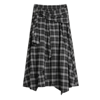 ELLE不规则黑白格纹半身裙