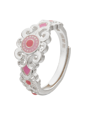 顺钦银楼足银玉环银戒指