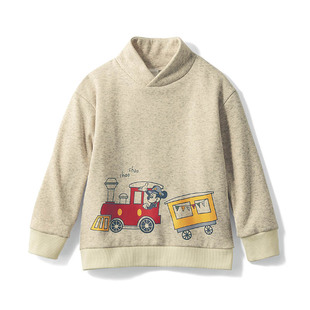 秋冬季新款宝宝加绒套头卫衣儿童派克大衣领保暖绒衣女宝卡通上衣