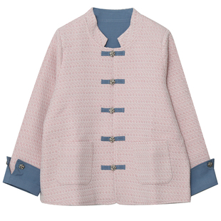 新中式国风高级感复古提花200斤胖m端丽显瘦加肥新年战袍盘扣外套