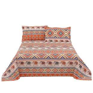 大象图案加厚纯棉床单全棉粗布抗皱厚实棉麻风格儿童纯棉帆布床单