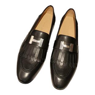 H扣乐福鞋女2026新款春季百搭真皮流苏加绒平底英伦风小皮鞋单鞋