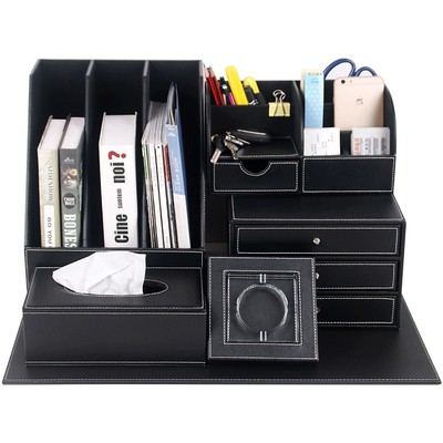 皮质办公用品创意笔筒文件架桌垫