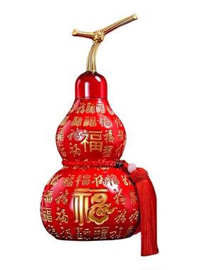 百福纯铜葫芦开口招财玄关摆件