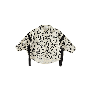 男童春装儿童衬衫外套2026春季新款帅气衬衣女童韩版衣服蝙蝠衫潮