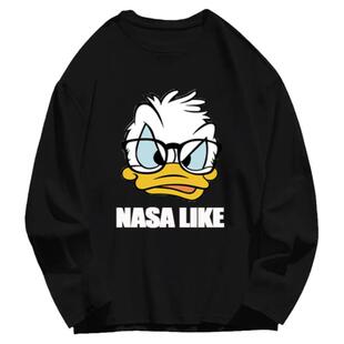 NASA联名唐老鸭潮牌儿童纯棉长袖T恤春秋男童女童一家三四口上衣