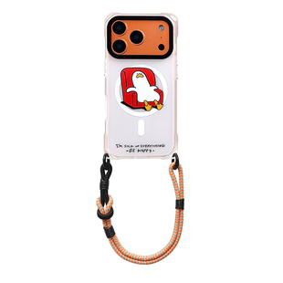 葛优躺平鸭磁吸旋转支架手机壳背带斜挎苹果17pro手提简约可背iphone16promax卡通可爱华为mate80pro防摔硬壳