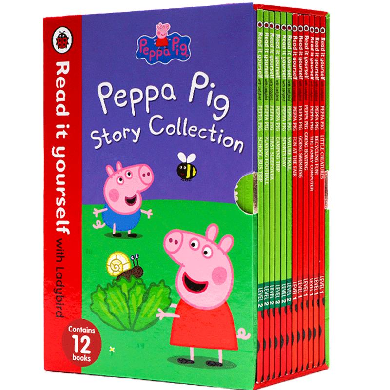 小猪佩奇Peppa Pig Read It Yourself with Ladybird Level 1-2 12册英文原版绘本粉红猪小妹分级读物英语早教启蒙图画故事书盒装