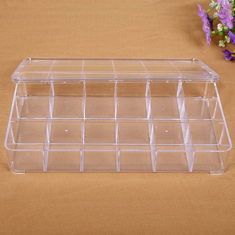 插片固定展示盒透明塑料盒整理盒透明收纳盒串珠米ps格珠水钻18