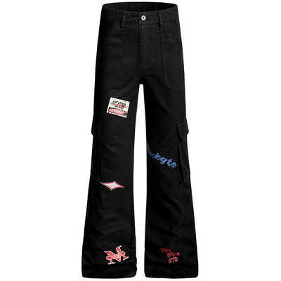 原创美式复古多口袋微喇叭工装裤