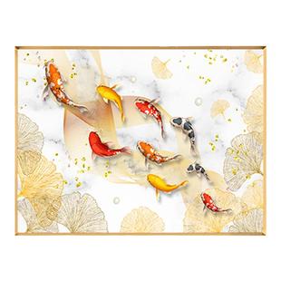 横版电表箱装饰画免打孔弱电箱配电箱遮挡挂画九鱼图推拉式电闸盒