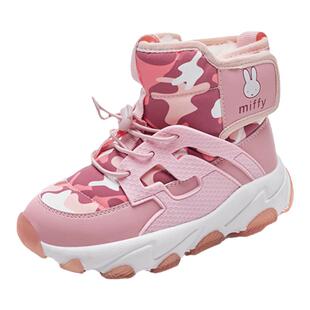 Miffy米菲女童雪地靴冬季加绒靴子儿童保暖棉靴女孩加厚短靴冬天