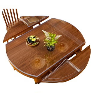 折叠椭圆形桌布防水防油免洗软玻璃餐桌垫透明pvc防烫桌面保护垫*