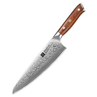 信作刀具大马士革钢菜刀西式厨师刀切肉刀主厨刀料理刀花纹钢厨刀